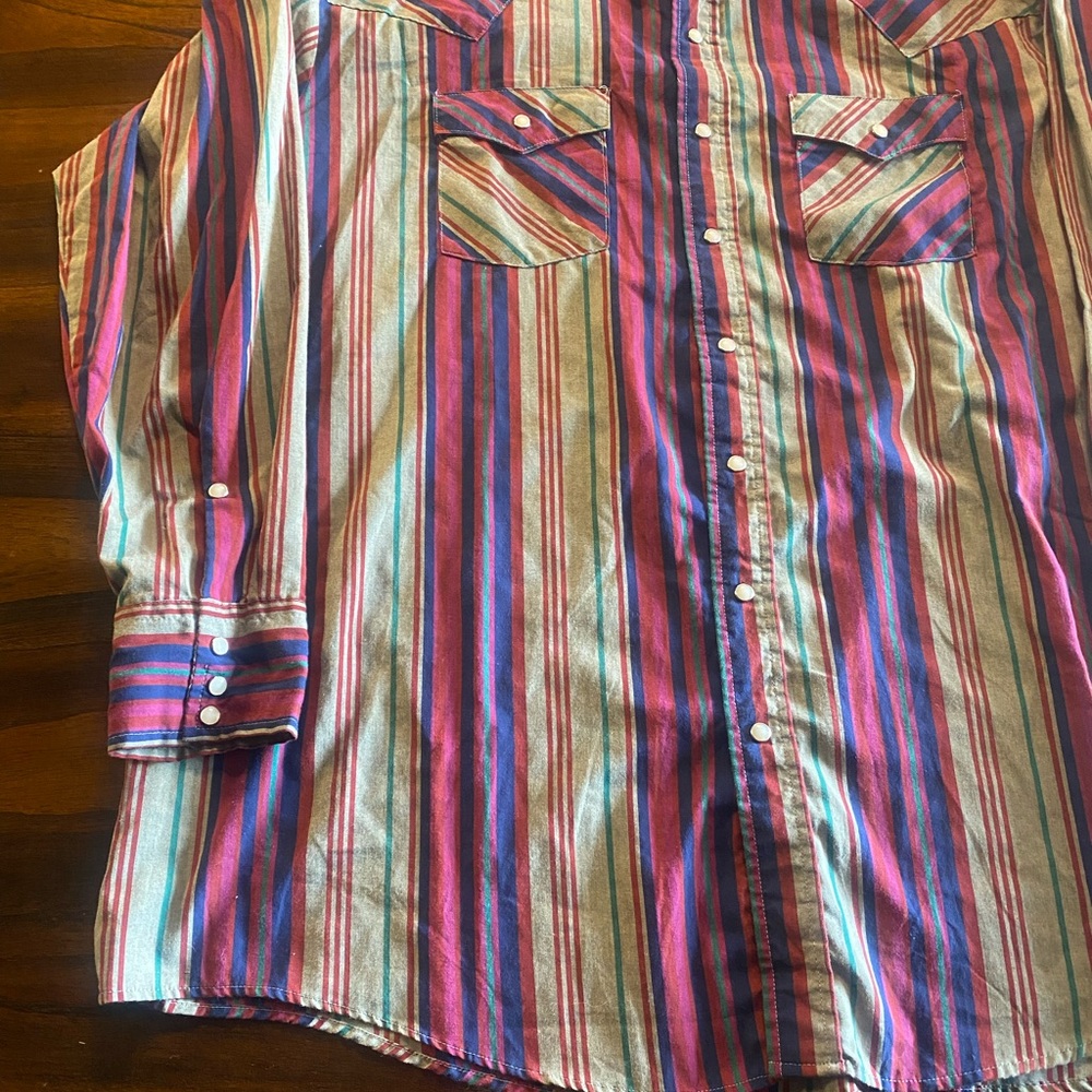 Saddle King Western By Key Striped Shirt Mens 3XL Multicolor (more Like 2XL)